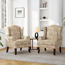 Accent Chair, High Back Upholstered Armchair with High Resilience Sponge & Wood Legs, Mid-Century Modern Comfy Single Sofa Reading Chairs for Living Room, Bedroom (Floral Sand, Set of 2) by CozyNest Decor