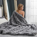 Cozy Bliss Faux Fur Throw Blanket for Couch, Fuzzy Soft Plush Thick Bubble Blanket for Sofa Bedroom Living Room, 60 * 80 Inches Light Grey by CozyNest Decor