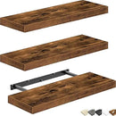QEEIG Floating Shelves for Wall Bathroom Shelf Bedroom Kitchen Living Room Hanging Book Shelves Small Farmhouse Decor 16 inch Set of 3, Rustic Brown (015-BN3) by CozyNest Decor