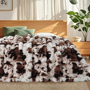 Touchat Cow Print Blanket for Couch, Faux Fur Throw Blanket, Super Heavy Warm Cozy Blankets for Bed Sofa, Bubble Plush Fuzzy Soft Mink Blanket for Living Room Bedroom, Cow Brown by CozyNest Decor