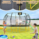 10FT 12FT 14FT 16FT Pumpkin Trampoline for Kids Adults, ASTM Approved Outdoor Recreational Trampoline with Basketball Hoop, Enclosure Net, Yellow by TinyTreasures Baby Boutique