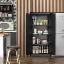 Kitchen Cabinet Storage,60”Metal Pantry Cabinet with Doors and 3 Adjustable Shelves,Food Pantry Cabinets with 2 Gold Handles,Black Tall Storage Cabinet for Livingroom,Pantry,Bathroom,Kitchen by CozyNest Decor