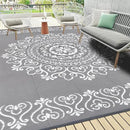 Pauwer Waterproof Outdoor Rug 8x10, Reversible Plastic Straw Patio Camping Rug, Indoor Outdoor RV Mat Carpet for Deck, Camper, Porch, Balcony, Backyard, Picnic, Floral Grey by GreenHaven Gardens