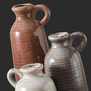 Ceramic Vases Set of 3, Neutral Rustic Farmhouse Vase with Handle, Decorative Flower Vases Home Decor Modern Boho Pampass Vase for Table Mantel Entryway Shelf Living Room Kitchen Bathroom - Brown by CozyNest Decor