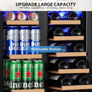 24 Inch Dual Zone Wine and Beverage Refrigerator, Built-in or Freestanding Cooler with French Doors, Drink Fridge with Upgraded Compressor for Beer, Wine, and Soda by CozyNest Decor