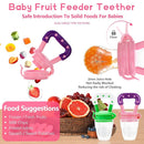 WAJIAYON Baby Fruit Feeder Pacifier - 5 Pack | 2 Mesh Infant Food Feeder Pacifier & 1 Baby Food Dispensing Spoon | Fresh Fruit Teethers for Babies |Shower Gifts for Boys and Girls (Pink & Green) by TinyTreasures Baby Boutique