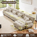 L Shaped Couch Sectional Couch, 4-Seater Cloud Couch Sectional Oversized Couch, Sofa Bed Couch with Round Bolster Armrests 6 Pillows, Modular Couch Home Sofa Living Room Couch by CozyNest Decor