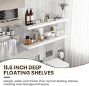 48 Inch Floating Shelves, 12 Inch Deep Floating Shelves for Wall, Floating Shelf with Invisible Brackets, Deep Wall Shelves for Bathroom, Bedroom, Living Room, 1 Pack, White by CozyNest Decor