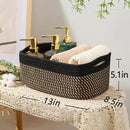 Small Storage Baskets for Organizing | Closet Organizer Bins | Shelf Toy Basket | Woven Rope Baskets | Cube Decorative Box | Shallow Basket | 13x8.5x5.1” | 3 Packs Black Brown by CozyNest Decor