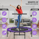CLORIS 38in/48in Folding Trampoline - Max Load 220lbs / 450lbs Mini Trampoline Rebounder Trampoline for Adults with Adjustable Foam Handle, with safty Padded Cover Best Gift for Kids/Adult by TinyTreasures Baby Boutique