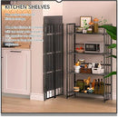 4NM No Assembly 4 Tiers Folding Bookshelf, 47.2" H Foldable Storage Shelves Vintage Bookcase Standing Racks Study Organizer Home Office - All Black by CozyNest Decor