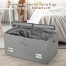 75 Quarts Extra Large Decorative Storage Bins with Lids, 3 Packs Gray Collapsible Storage Bins with Lids, Stackable Storage Bins Decorative Box Storage With Lid Extra Large by TinyTreasures Baby Boutique