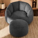 Giant Bean Bag Chaise Lounge Indoor Chair for Adults - Comfy Plush Round Shell Soft Accent Chair, Oversized Cozy Floor Sofa for Living Room, Bedroom & Game Rooms, Gray by CozyNest Decor