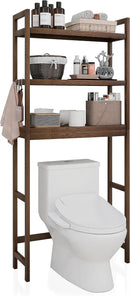 SMIBUY Bathroom Storage Shelf, Bamboo Over-The-Toilet Organizer Rack, Freestanding Toilet Space Saver with 3-Tier Adjustable Shelves (Walnut) by CozyNest Decor