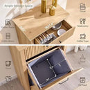Modern Tilt-Out Trash Can Cabinet, 10 Gallon Fluted Laundry Hamper Cabinet with Drawers, Wooden Hidden Garbage Can Cabinet w/Storage Basket, Free Standing for Kitchen & Living Room,Natural Oak by CozyNest Decor