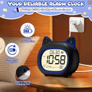 Kids Alarm Clock with Night Light for Kids, Small Digital Alarm Clocks for Bedrooms, Routine Builder, Cute Cat Alarm Clock with Sleep Training, Snooze, 12/24H, Date & Day, Temperature, USB Port by TinyTreasures Baby Boutique
