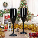 XUWAIDSGN Acrylic Champagne Flutes Toasting Glasses Unbreakable Mimosa Bar Reusable Wine Glasses Vintage Champagne Flutes Stemmed Drinking Cups 5.4 OZ for Christmas Birthday (100, Black) by CozyNest Decor