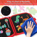 Erasable Doodle Set for Kids - Magic Drawing Book With 12 Watercolor Pens, 14 Page Reusable Drawing, Road Trip Car Game Writing Painting Set for Boys and Girls (Red) by TinyTreasures Baby Boutique