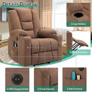 VIVIJASON Power Lift Chair Electric Recliner for Elderly Heated Vibration Massage Fabric Recliner Chair with 2 Remote Controls, Cup Holders, Side Pockets & USB Ports for Living Room (Coffee) by CozyNest Decor