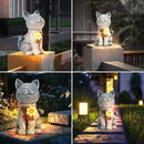 Solar Garden Statue Cat Figurine - Solar Cat Outdoor Statues, Waterproof Resin Cat Sculpture for Yard, Patio, Lawn, and Garden Decoration for Garden Mom Grandma by GreenHaven Gardens