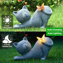 Cute Solar Cat Garden Statue with Lighted Butterfly, Outdoor Waterproof Resin Cat Figurine for Yard Lawn Patio Porch, Solar Powered Garden Decor and Gift for Cats Lovers by CozyNest Decor