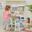 BIERUM Play Kitchen with Realistic Lights & Sounds, Wooden Kitchen Playset Chef Pretend Play Set for Toddlers, Toy Kitchen with 26 Pcs Toy Food & Cookware Accessories, Gift for Ages 3+ by TinyTreasures Baby Boutique