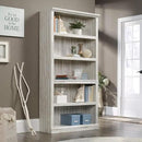 Sauder 5 Tier Book Shelf Wooden Bookcase Multipurpose Bookshelf for Home Office, Living Room, in White Plank by CozyNest Decor