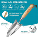 CYRUS 12.4”Garden Shovel,Heavy Duty Small Stainless Steel Garden Trowel with Ash Wood Handle,Suitable for Planting,Measuring,Weeding Multi-Purpose Garden Spade by GreenHaven Gardens