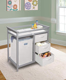 Badger Basket Modern Baby Changing Table - Portable Diaper Station with 3 Drawers Pad & Hamper - Storage Organizer for Baby Diapers & Toys - Gray/White by TinyTreasures Baby Boutique