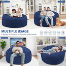 4FT Bean Bag Chair, Large Bean Bag Chairs with Memory Foam Filled, Fluffy Beanbag Sofa with Dutch Velvet Cover, Round BeanBag Chairs for Living Room, Playroom - Blue by TinyTreasures Baby Boutique