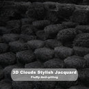 NEWCOSPLAY Super Soft Throw Blanket Black Premium Silky Flannel Fleece 3D Clouds Stylish Jacquard Lightweight Bed Blanket All Season Use 350GSM (Black, Throw(50"x60")) by CozyNest Decor