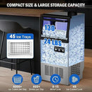 Commercial Ice Maker Machine 130 LBS/24H, 45 Ice Trays Freestanding & Undercounter Ice Machine Stainless Steel with 20 LBS Ice Storage Capacity, Ice Maker with Water Line and Filter, Dual Water Inlet by CozyNest Decor