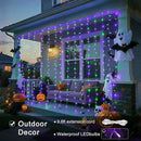JMEXSUSS 300LED Halloween Curtain Lights with Remote, 9.8x9.8ft Halloween Lights Plug in, Christmas Twinkle Hanging String Light for Bedroom Wall Window Backdrop Indoor Outdoor Decor, Purple and Green by CozyNest Decor