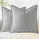 decorUhome Chenille Soft Throw Pillow Covers 20x20 Set of 2, Farmhouse Velvet Neutral Decorative Euro Pillow Covers with Stitched Edge for Couch Sofa Bed Home Decor, Neutral Gray by CozyNest Decor