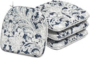 Indoor/Outdoor Chair Cushions 16x17 Inch, Patio Chair Cushions with Ties, All Weather Seat Cushions for Patio Furniture Home Garden Chair Use, Set of 4,Damask Lapis by GreenHaven Gardens