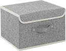Storage Boxes, Collapsible Storage Bins with Lids, Cotton and linen cloth Storage Baskets with Handle, for Books, Closet, Bedroom, Home, 13x9.1x7.9 in, Grey by CozyNest Decor