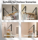 Dr.DJ Clothes Drying Rack with Rod, Wall-Mounted Retractable & Foldable Clothes Hanger for Laundry Room Organization and Storage, Metal Clothes Hanger Rack for Dorm, Closet, Balcony 2Rack, 1Rod Black by CozyNest Decor