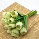 Buart Artificial Tulip in Bulk for Home Kitchen Wedding Bridal Bouquet,Fake Flowers for Valentine's Day Mother's Day Easter Table Centerpieces Decorations(Green,Real-Touch,12pcs) by CozyNest Decor