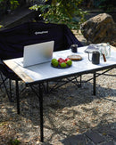 KingCamp Aluminum Folding Lightweight Roll Portable Stable Table for Camping Picnic Barbecue Backyard Party, Indoor & Outdoor, Oversize, Silver Black (Extended Pro,