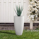 Kante 23.6" H Pure White Finish Concrete Tall Planters Large Outdoor Indoor Decorative Plant Pots with Drainage Hole and Rubber Plug, Modern Tapered Style for Home and Garden by CozyNest Decor
