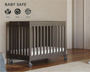 Foundations Boutique Folding Mini Baby Crib - Compact, Portable, Wooden Hotel Crib, Foldable Compact Cribs for Baby & Toddlers - Includes 3" Foam Mattress - Dapper Gray by TinyTreasures Baby Boutique