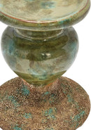 Creative Co-Op 2-Tone Sculptural Terracotta Pillar Candle Holder, Distressed Green by CozyNest Decor