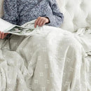 jinchan Boho 100% Cotton Blanket Muslin Twin Size 60x80 Inches Lightweight 3-Layer Geometric Cross Pattern Reversible Quilt Throw Soft Breathable Comfy All Seasons for Couch Bed Decor, Light Grey by CozyNest Decor