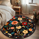 Floral 8ft Area Rug Machine Washable Soft Print Boho Carpet Non Slip Doormat Low Pile Flower Area Rugs for Living Room Bedroom Nursery Kitchen Dining Room Indoor-Black by TinyTreasures Baby Boutique