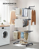 SONGMICS Clothes Drying Rack Stand 4-Tier, Foldable Laundry Drying Rack 68.1-Inch Tall, Steel, Rolling Clothes Horses Dryer Rack, Easy to Assemble, Indoor Outdoor Use, Dove Gray ULLR701G01 by TinyTreasures Baby Boutique