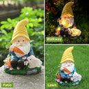 Solar Garden Outdoor Statues Gnome Feeding Rabbit with 6 LED Solar Figurine for Lawn,Patio,Balcony,Yard Decor Unique Housewarming Gift, for Grandfather, Father,Grandma by CozyNest Decor