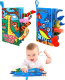 Baby Cloth Books 2PCS High Contrast Sensory Crinkle Book for Babies Tummy Time Early Learning Infant Toys for 0-18 Months by TinyTreasures Baby Boutique