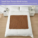 Bigacogo Chunky Knit Throw Blanket for Couch, 40x40 inches, 100% Hand Knitted with Thick Jumbo Chenille Yarn, Cozy Soft Large Rope Knot Cable Crochet Blankets for Sofa Bed Living Room, Caramel by CozyNest Decor