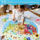United States Puzzle 70 Pieces USA Map Floor Jigsaw Puzzles for Kids Ages 4-10, Jumbo Round US Geography Puzzle 50 States with Capitals Educational Learning Toys for Boy or Girl by TinyTreasures Baby Boutique