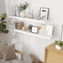Fun Memories Floating Shelves 48 Inch Set of 2, White 48 x 9 Wall Shelves for Home Decor Storage, Rustic Wood Floating Shelf for Wall, 9 Inch Deep Shelving for Bathroom, Living Room, Kitchen by CozyNest Decor